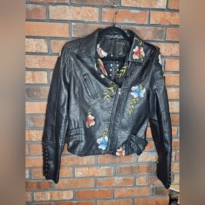 Aftf basic floral leather Jacket